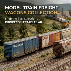 some freight wagons on track with scenery