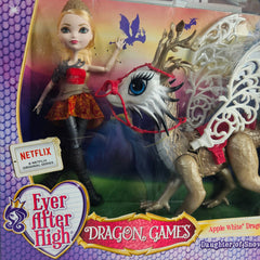 Ever After High Dragon Games Apple White Dragonrider Doll with Braebyrn Dragon by Mattel inspired by the Netflix Original Series.