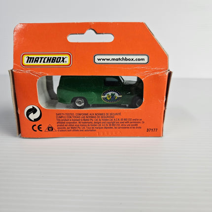 Matchbox No. 21 FJ Holden Panel Van box side showing green diecast van