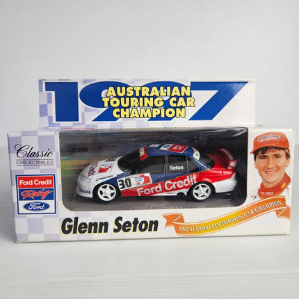 Classic Carlectables 1:43 Glenn Seton Ford Credit Racing Ford Falcon EL #30 diecast model commemorating the 1997 Australian Touring Car Championship in original display box.