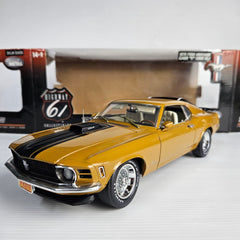 Highway 61 Collectibles 1:18 Scale 1970 Ford Mustang CJ428 R Code SCJ Gold Diecast Model in Original Box