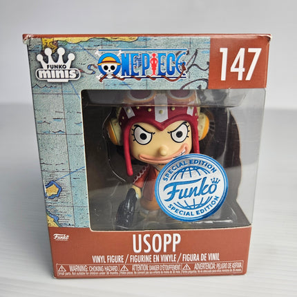 New Funko Minis One Piece Usopp #147 Special Edition vinyl figure in original display box with Special Edition sticker.