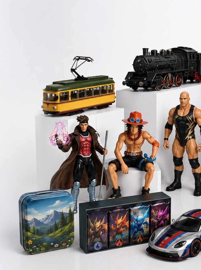 New and pre-owned model trains, diecast cars, fashion dolls, action figures and trading card collectables