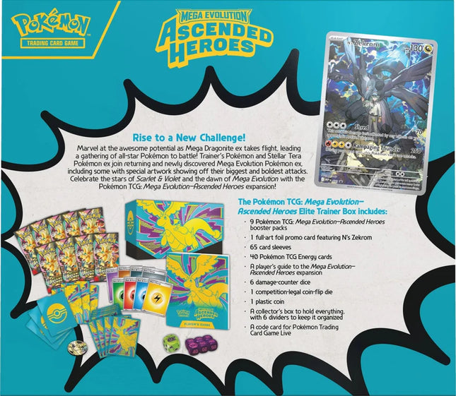 Pokémon TCG Mega Evolution Ascended Heroes Elite Trainer Box ETB Back