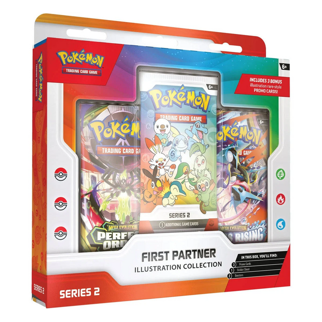 Pokémon TCG First Partner Illustration Collection Series 2 factory sealed box with exclusive promo cards and two booster packs