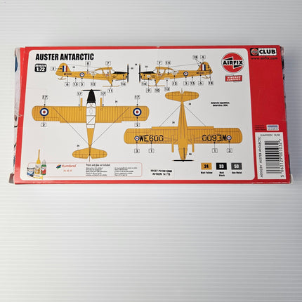 Airfix Auster Antarctic box rear showing WE600 paint and decal placement guide