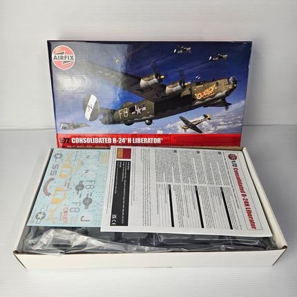 Open Airfix B-24H Liberator kit showing complete unassembled contents