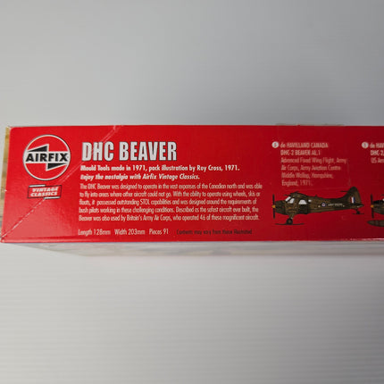Airfix DHC Beaver box side showing specifications and aircraft history