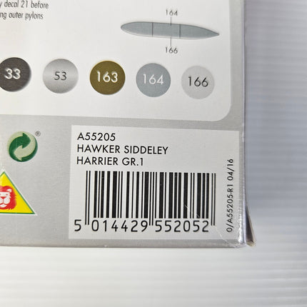 Airfix A55205 Hawker Siddeley Harrier GR.1 barcode and product identification