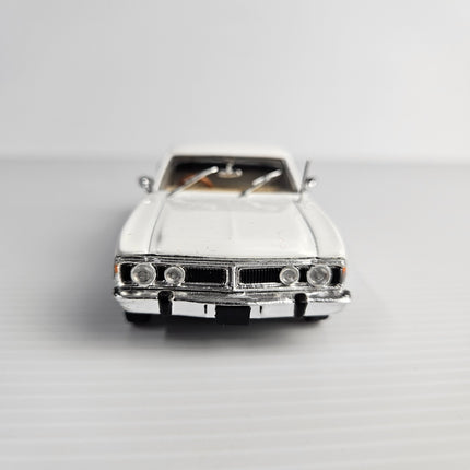 Front view of white Caldecott 1971 Ford Falcon XY 500 Ute 1:43 model