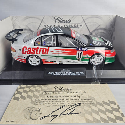 Classic Carlectables Holden VT Commodore No. 11 on display base with Certificate of Authenticity.