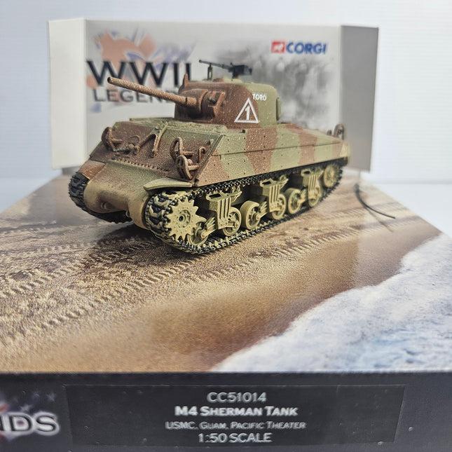 Corgi WWII Legends CC51014 1:50 M4 Sherman USMC Guam tank on presentation base 2