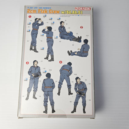 Dragon 6368 assembly and painting guide for four Flak crew figures