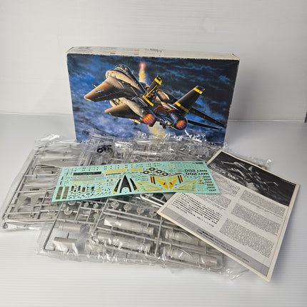 Open Fujimi F-14A Tomcat Black Tail kit showing complete contents