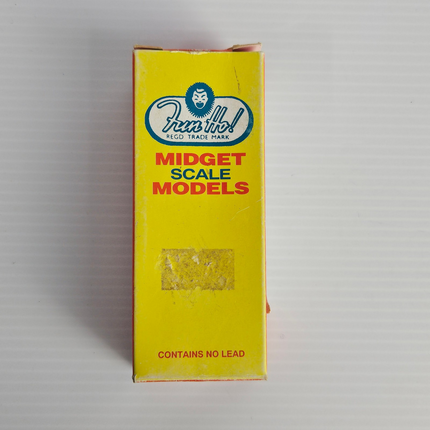 Yellow Fun Ho Midget Scale Models reproduction box with age-related wear