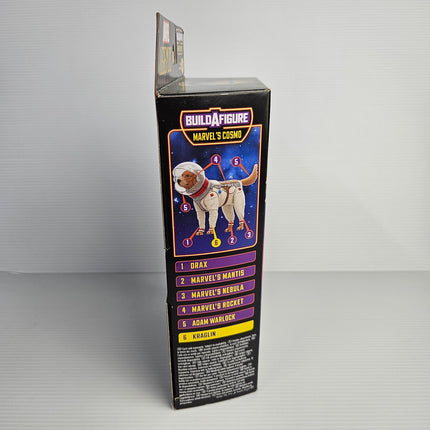Side of Kraglin packaging showing the Marvel’s Cosmo Build-A-Figure wave 2