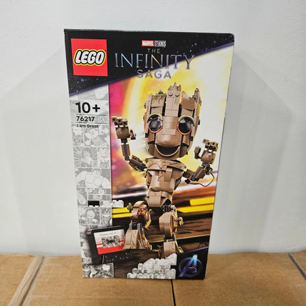 Front of sealed LEGO Marvel I am Groot 76217 retired building set box