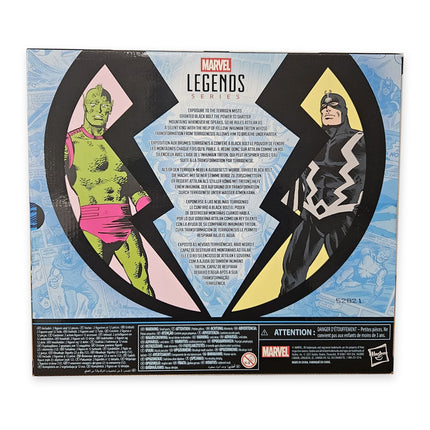 Back of Marvel Legends Black Bolt and Triton G1868 packaging with comic artwork and product details