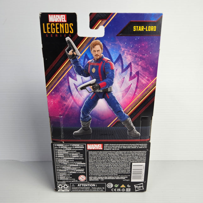 Back of Marvel Legends Star-Lord F6602 Guardians of the Galaxy Vol. 3 packaging