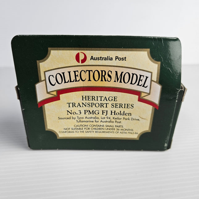 Matchbox Australia Post Heritage Transport Series No. 3 PMG FJ Holden original packaging, rear label view