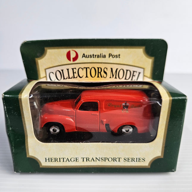 Matchbox Australia Post Heritage Transport Series No. 3 PMG FJ Holden in original display packaging, front view