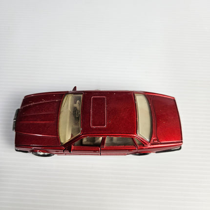 Top view of Matchbox SuperKings K-146 metallic red Jaguar XJ6 XJ40 diecast model