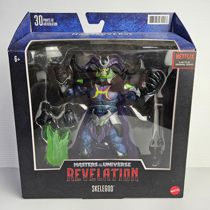 Front of Mattel Masterverse Revelation Skelegod GYV17 in original display packaging