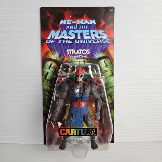 Front of factory-carded Mattel MOTU Origins Cartoon Collection Stratos figure