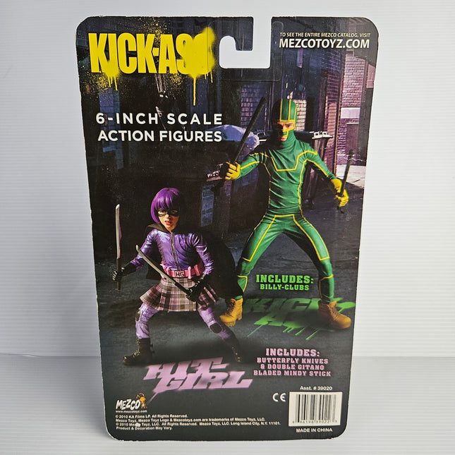 Rear card artwork and details for Mezco Kick-Ass Hit-Girl action figure