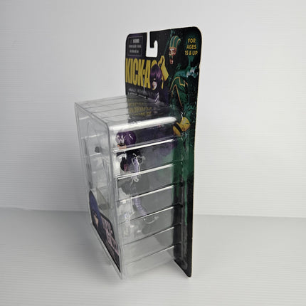 Right-side view of the carded Mezco Kick-Ass Hit-Girl action figure
