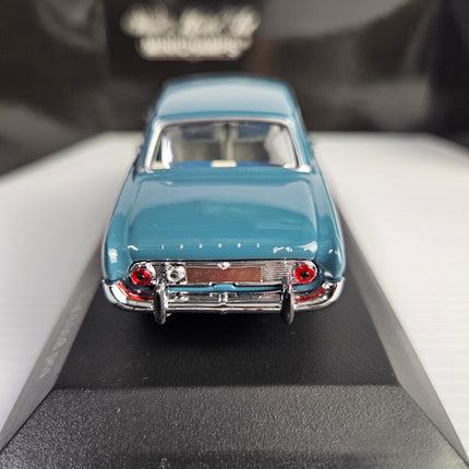 Rear view of MINICHAMPS Ford Taunus 1960 blue diecast model
