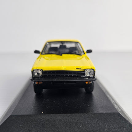 Minichamps Opel Kadett C 1.9 GT/E Signal Yellow and Black 1:43 model front view 1