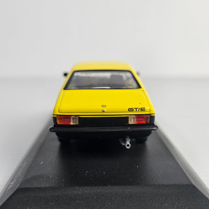 Minichamps Opel Kadett C 1.9 GT/E Signal Yellow and Black 1:43 model rear view