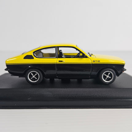 Minichamps Opel Kadett C 1.9 GT/E Signal Yellow and Black 1:43 model side view 2