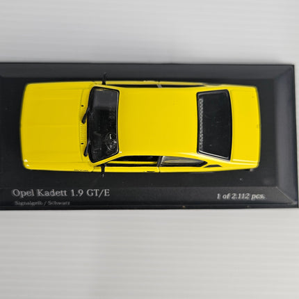 Minichamps Opel Kadett C 1.9 GT/E Signal Yellow and Black 1:43 model top view