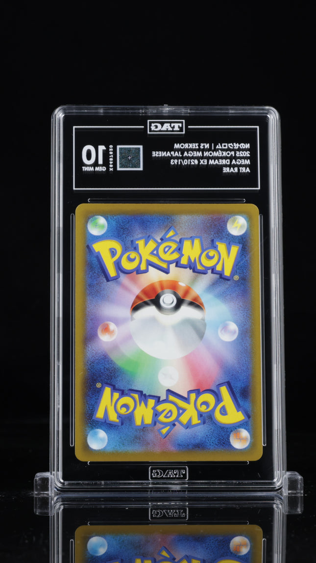 Back of TAG-graded Japanese Pokémon N’s Zekrom 210/193 card in protective slab