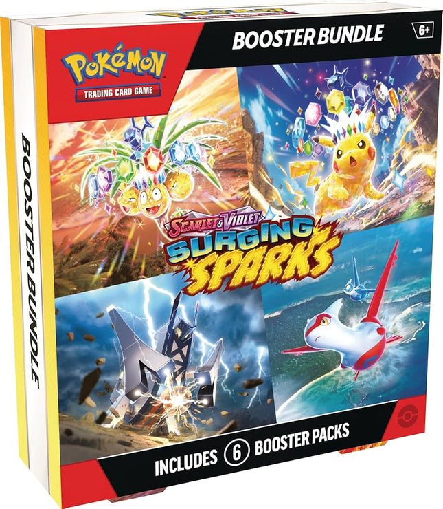 Pokémon TCG Scarlet and Violet Surging Sparks Booster Bundle containing six booster packs