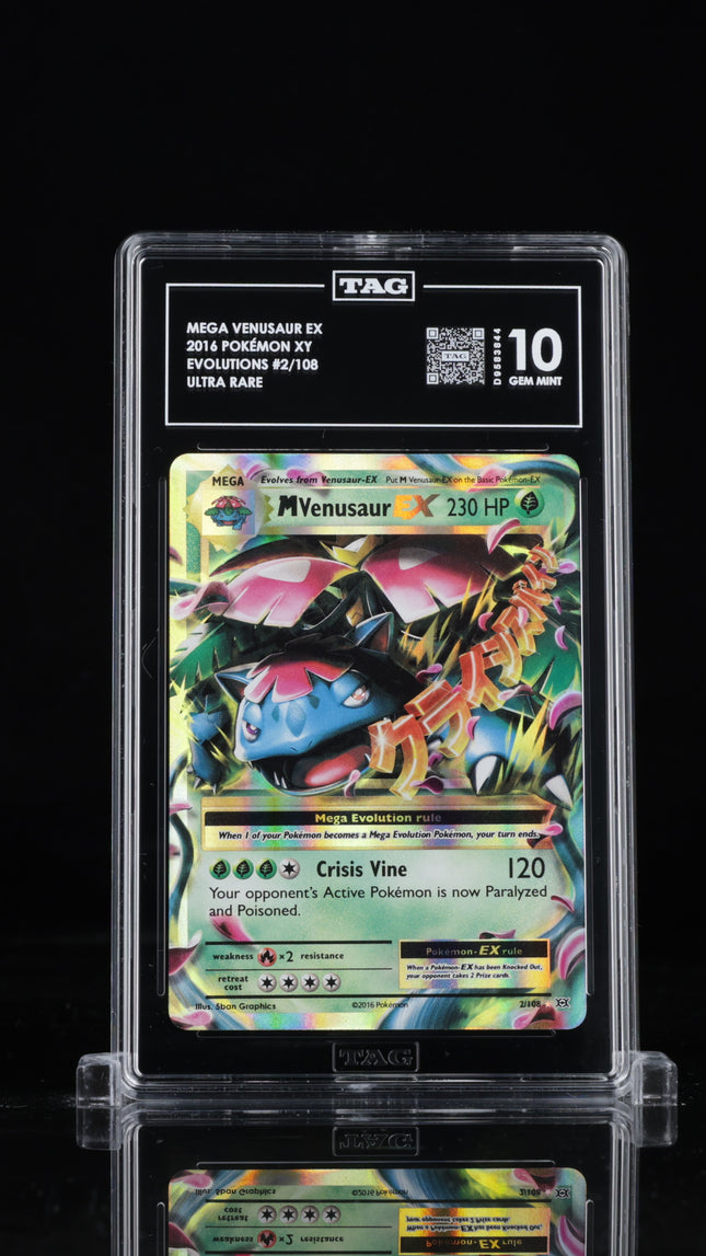 TAG 10 Gem Mint Pokémon XY Evolutions M Venusaur EX 2/108 graded card front