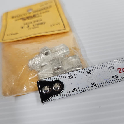 Rosco’s Holden FJ Utility N-scale pewter models shown beside a measuring ruler