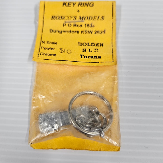 Rosco’s Models Holden SL/R Torana N-scale chrome pewter key ring in original packaging