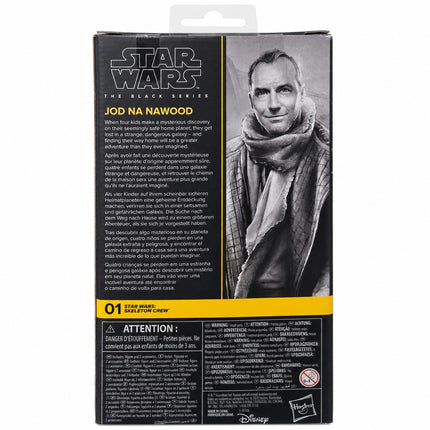 Back of Star Wars Black Series Jod Na Nawood box with Skeleton Crew character artwork