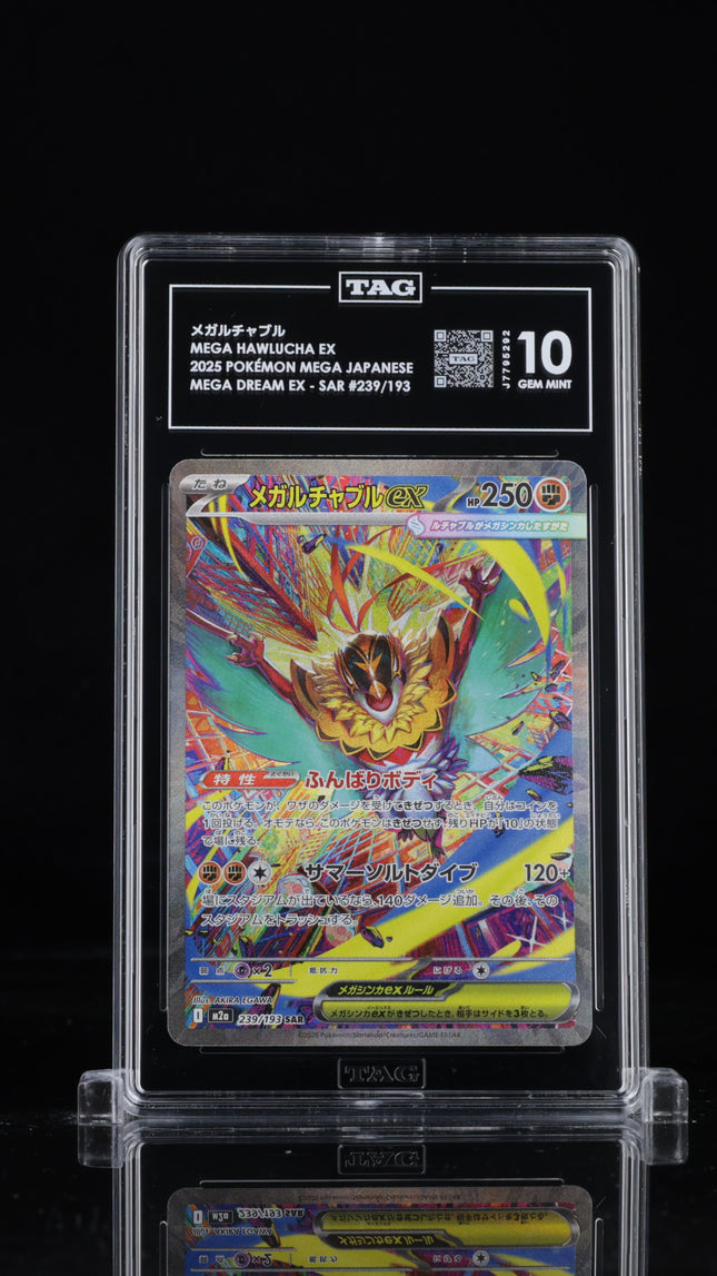TAG 10 GEM MINT Japanese Mega Hawlucha ex 239/193 SAR Pokémon card front