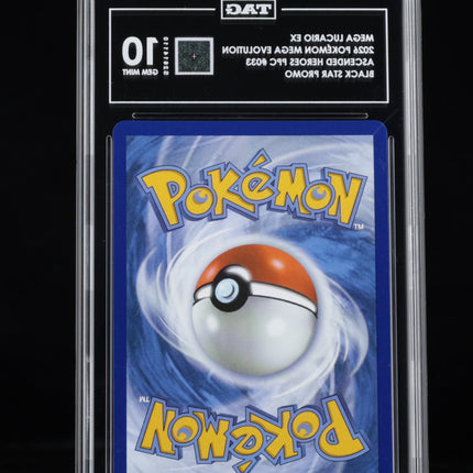 TAG 10 Gem Mint Mega Lucario ex MEP 033 Pokémon Black Star Promo reverse view