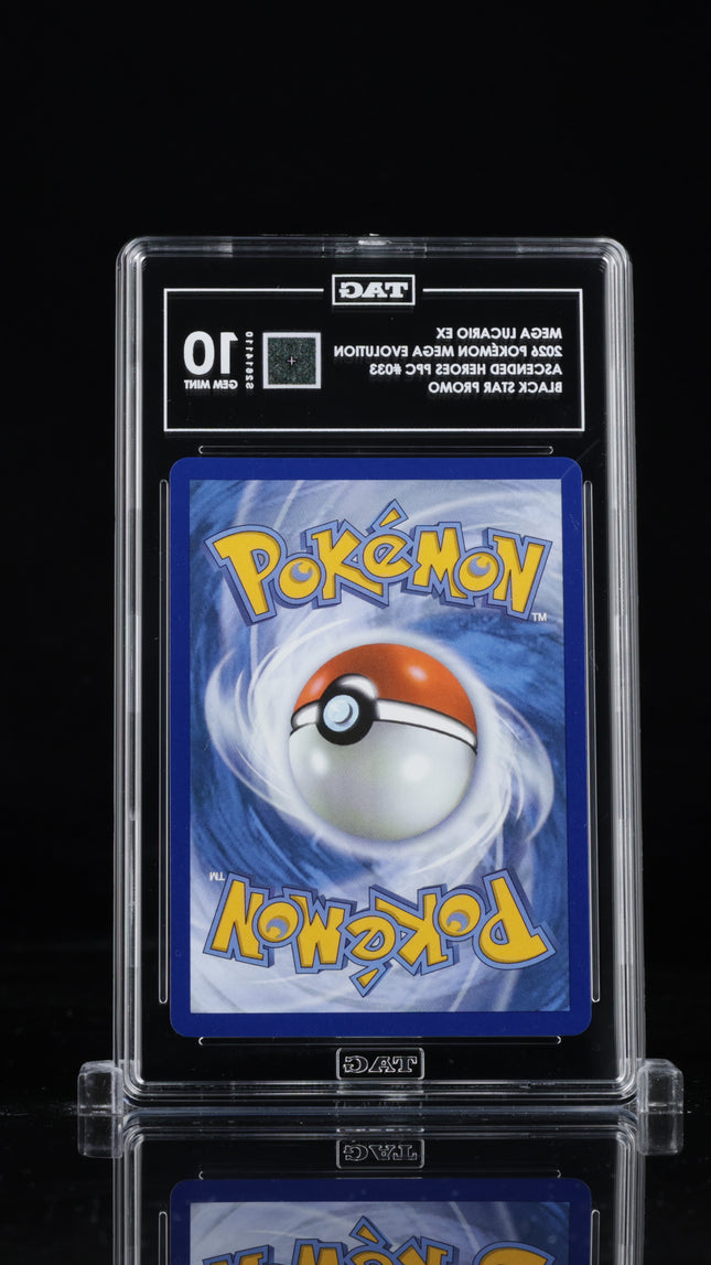 TAG 10 Gem Mint Mega Lucario ex MEP 033 Pokémon Black Star Promo reverse view