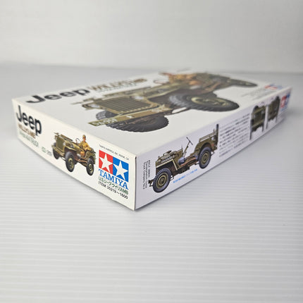 Angled view of Tamiya 35219 Jeep Willys MB original model kit box