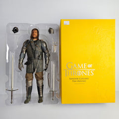 Front view of Sandor Clegane The Hound 1:6 figure in opened display tray