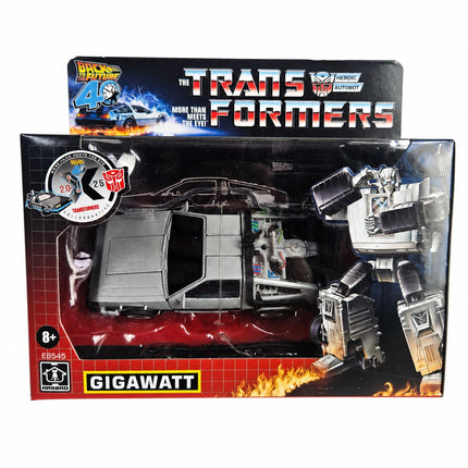 Transformers x Back to the Future 40th Anniversary Gigawatt E8545 figure in sealed packaging