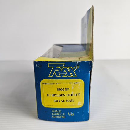 End of Trax 8002EP FJ Holden Utility Royal Mail box showing model identification and 1:43 scale