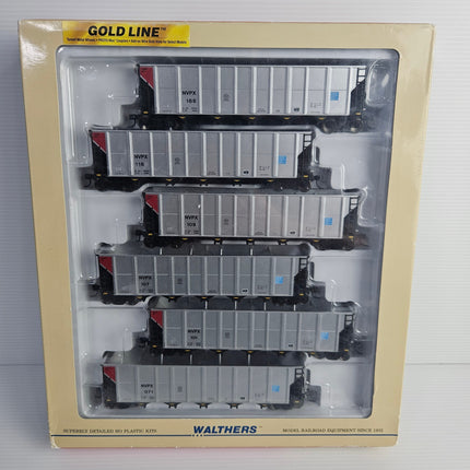 Front of Walthers Gold Line HO NVPX Trinity RD-4 coal hopper six-pack in display box