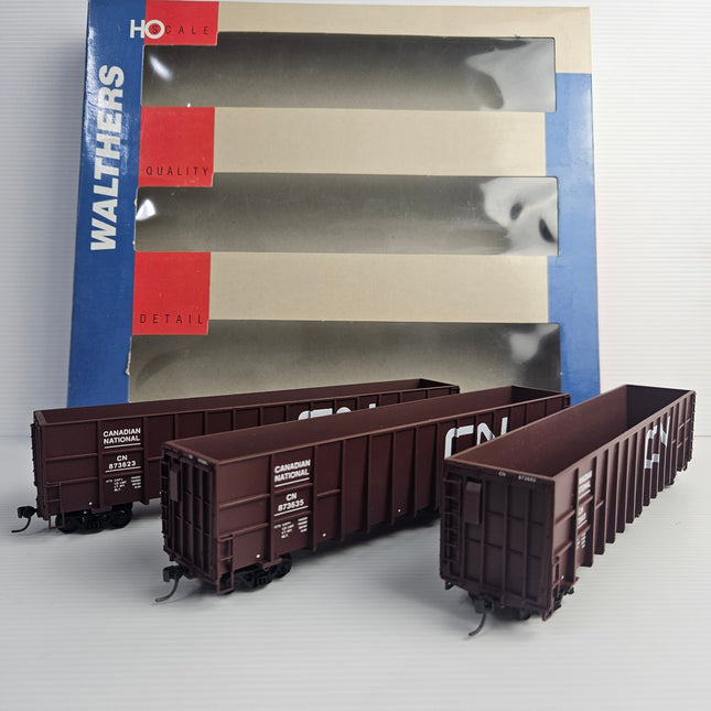 Three Walthers HO Canadian National 61-foot Wood Chip Cars with original display box